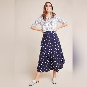Anthropologie Maeve Olivia Ruffled Midi Skirt, Size 2